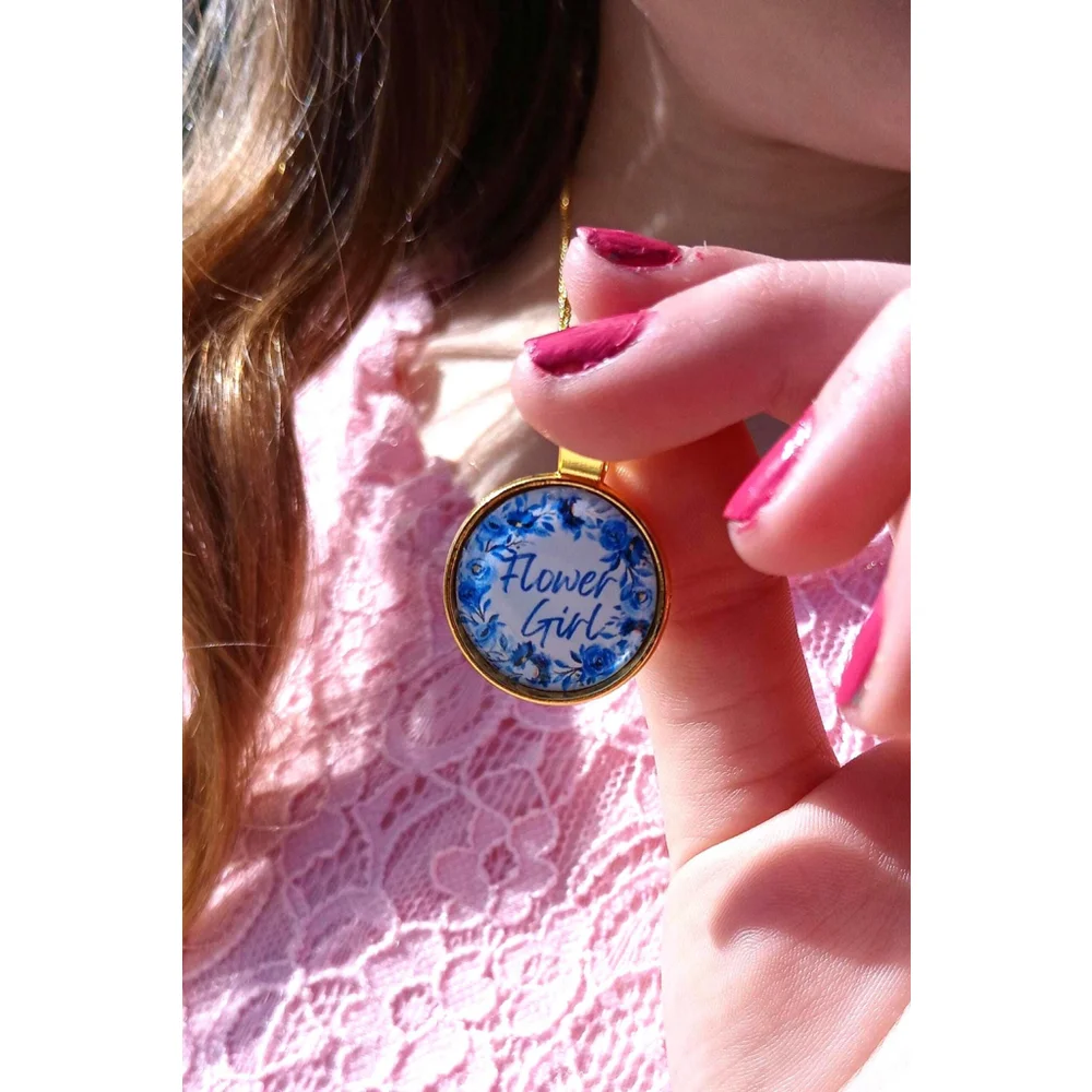 Flower Girl Necklace: Wedding Keepsake, Something Blue Gift